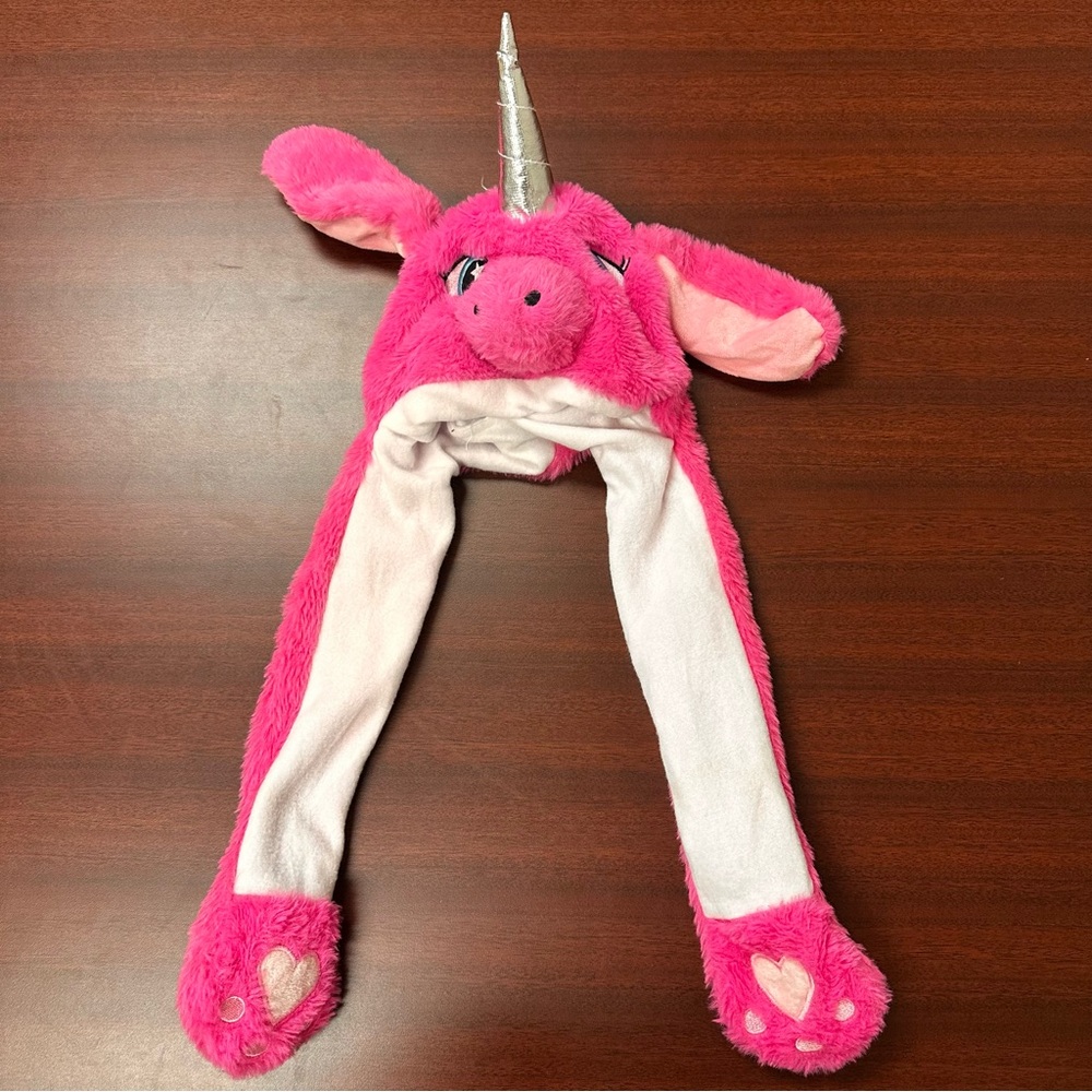 Kids Unicorn Plush Hat with Silver Horn